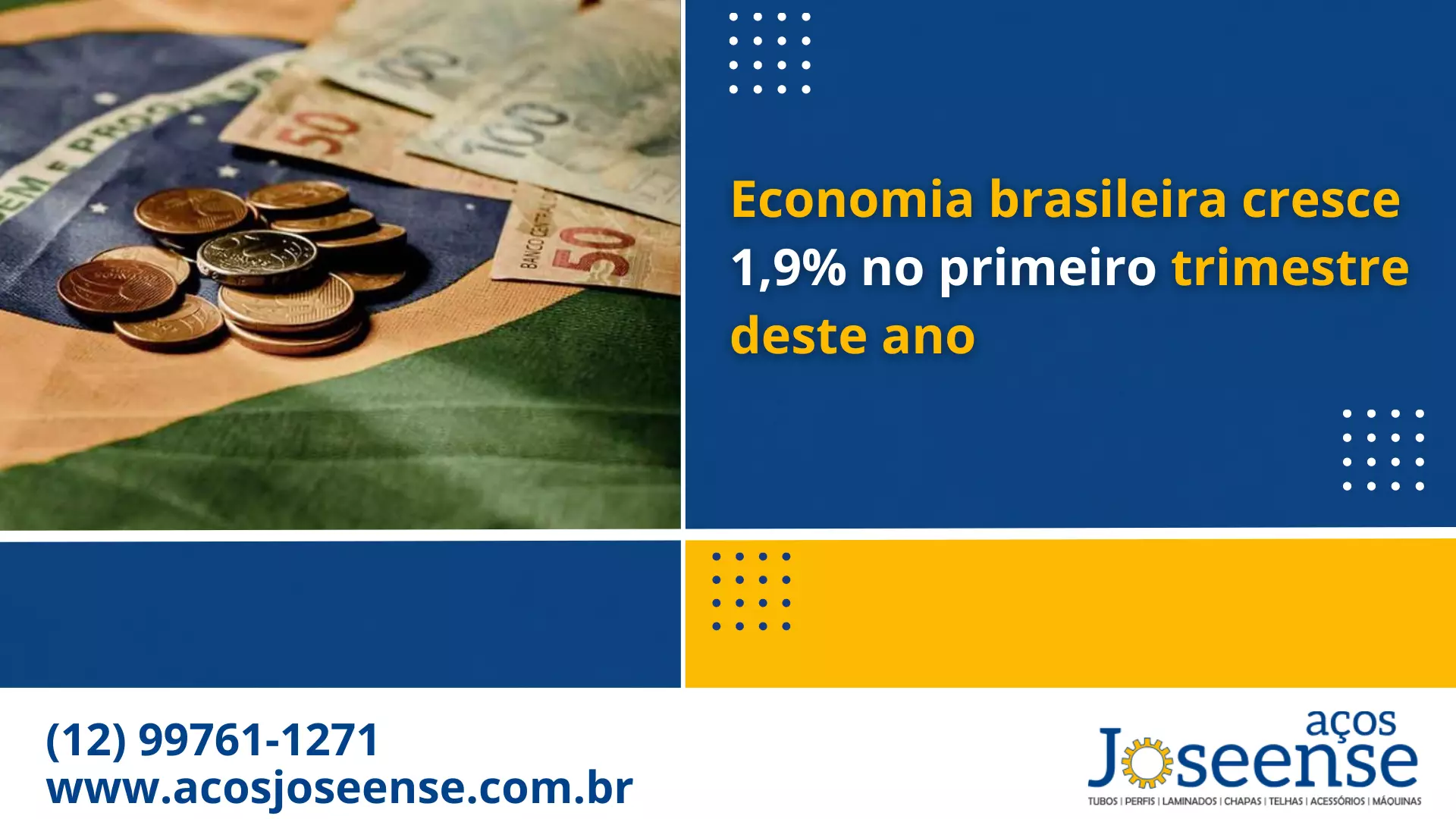 Você está visualizando atualmente Economia brasileira cresce 1,9% no primeiro trimestre deste ano