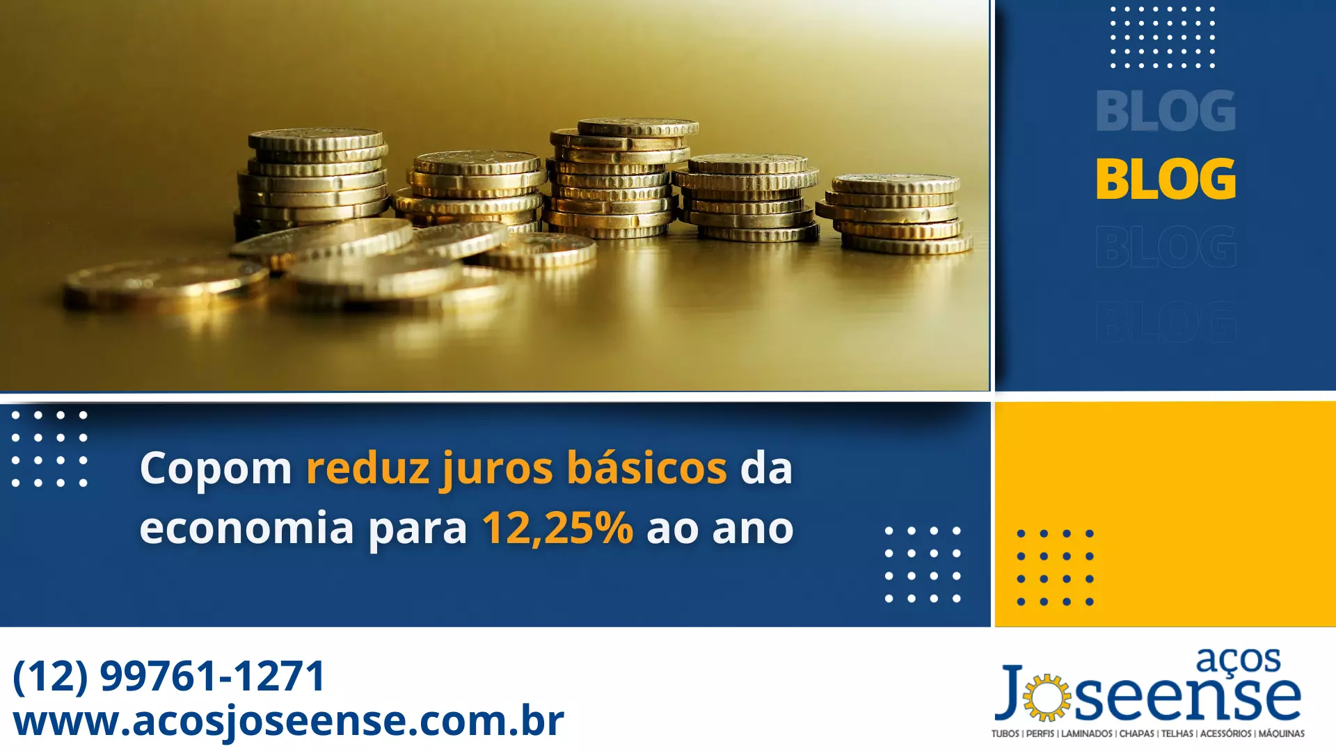 Leia mais sobre o artigo Copom reduz juros básicos da economia para 12,25% ao ano